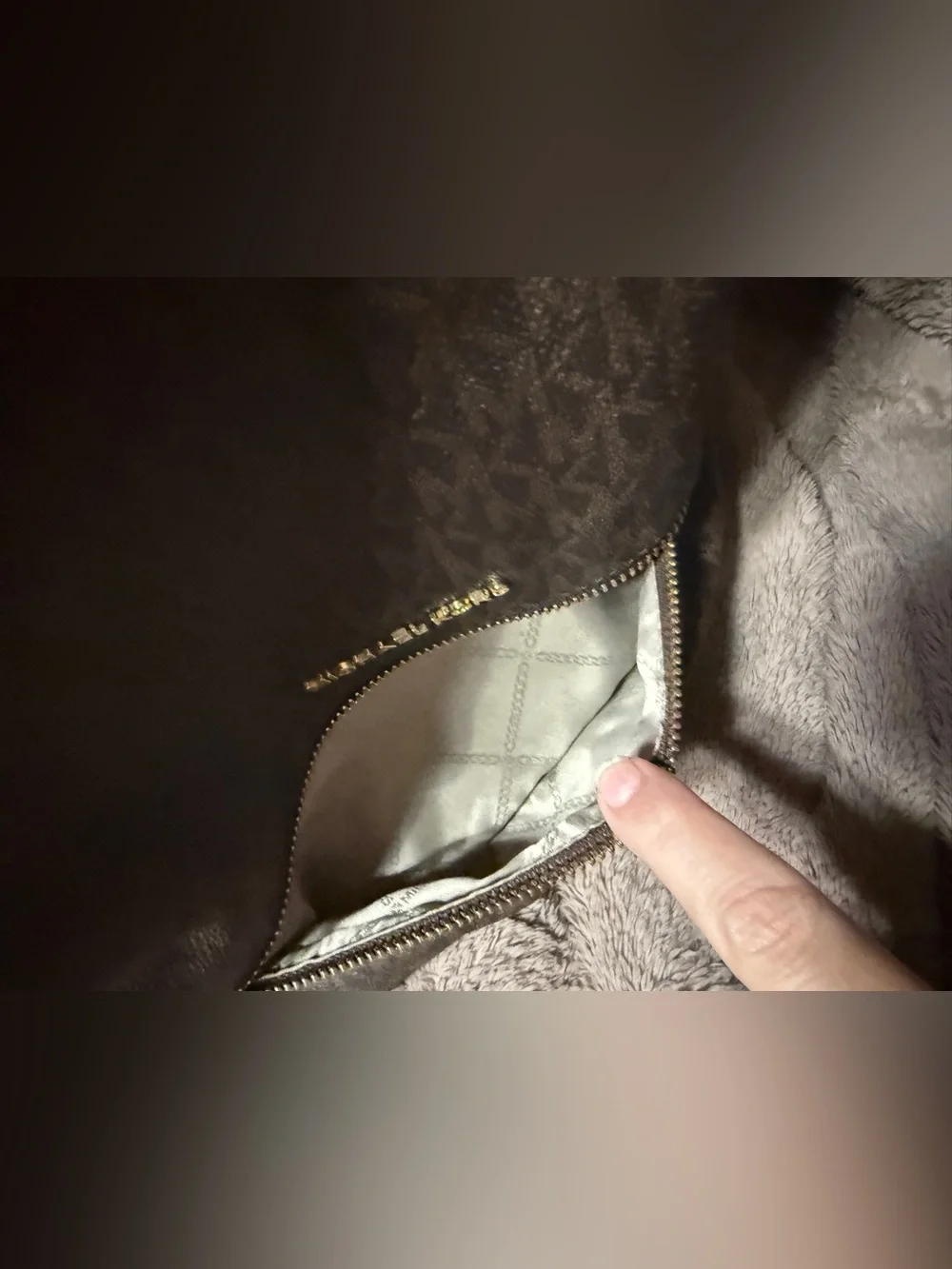 Michael Kors Dark Brown Signature Logo Backpack with Gold Hardware